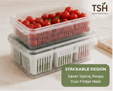 6-Grid Airtight Fridge organizer with Drain Compartment